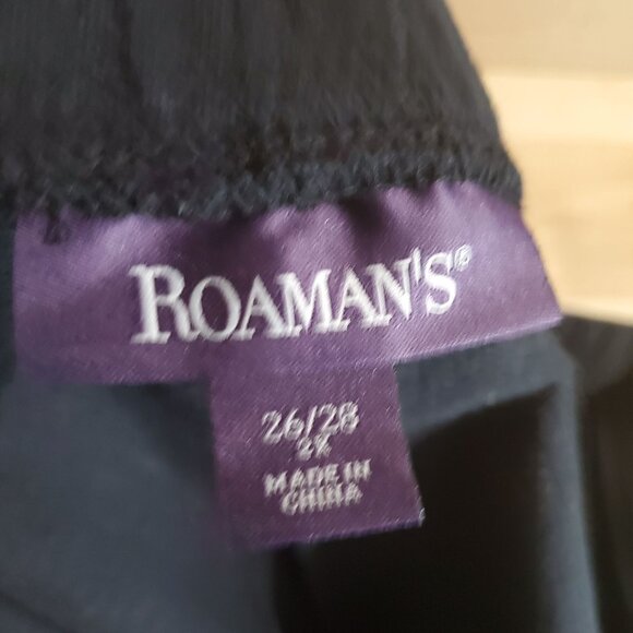 Roamans Pants Womens Plus Size 26/38 2X Black Drawstring Rhinestone Joggers - Picture 2 of 10